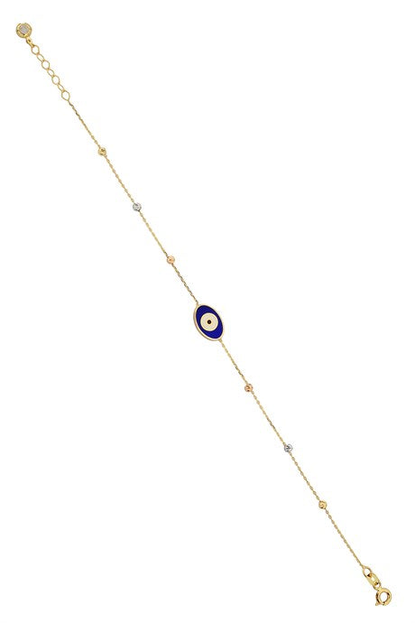 pulsera de ojo de esmalte con cuentas Dorica de oro macizo | 14K (585) | 1,77 gramos