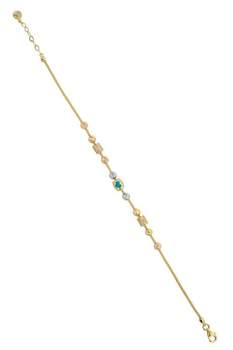 Coeur en émail perlé Dorica en or massif avec bracelet à chiffres | 14K (585) | 4,26 grammes