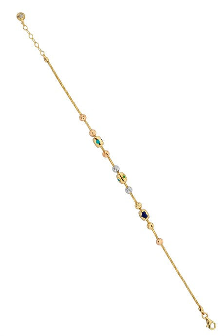 Coeur en émail perlé Dorica en or massif avec bracelet à chiffres | 14K (585) | 5,22 grammes