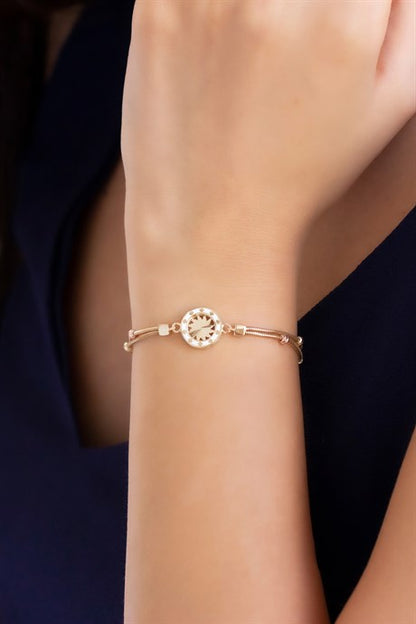 Pulsera de diseño de esmalte con cuentas Dorica de oro macizo | 14K (585) | 5,42 gramos