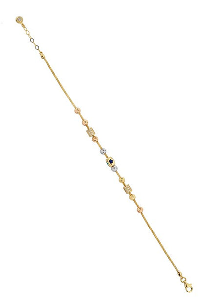 Solid Gold Dorica Beaded Enamel Star Bracelet | 14K (585) | 3.48 gr