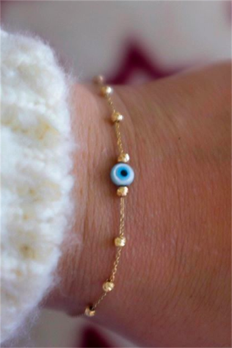 Solid Gold Dorica Beaded Evil Eye Bracelet | 14K (585) | 0.98 gr