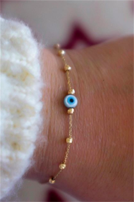 Pulsera de oro macizo con cuentas de mal de ojo Dorica | 14K (585) | 0,98 gramos