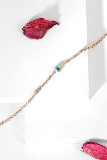 Pulsera de mal de ojo con cuentas Dorica de oro macizo