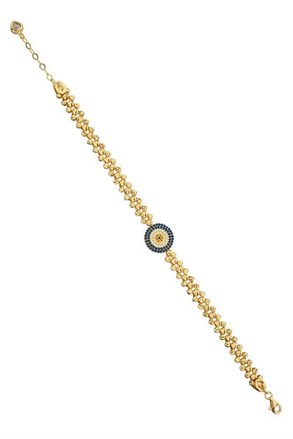 Bracelet mauvais œil perlé Dorica en or massif | 14K (585) | 6,81 grammes