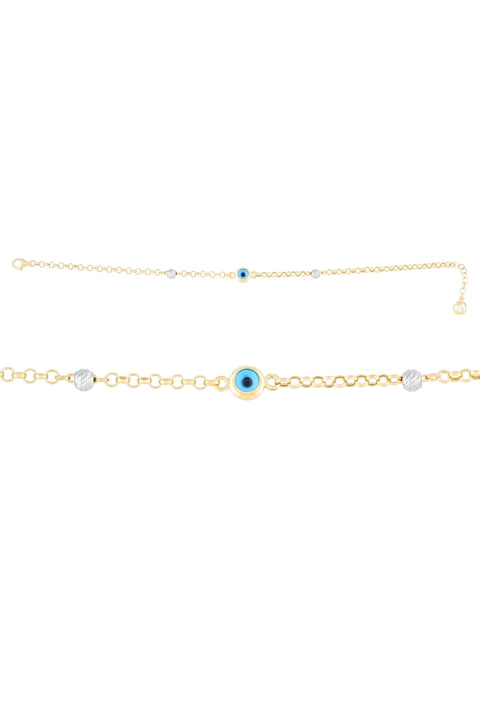 Pulsera de mal de ojo con cuentas Dorica de oro macizo