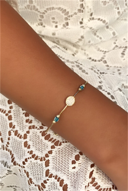 Solid Gold Dorica Beaded Evil Eye Bracelet | 14K (585) | 3,01 gr