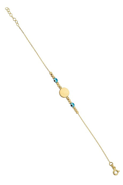 Solid Gold Dorica Beaded Evil Eye Bracelet | 14K (585) | 1.67 gr