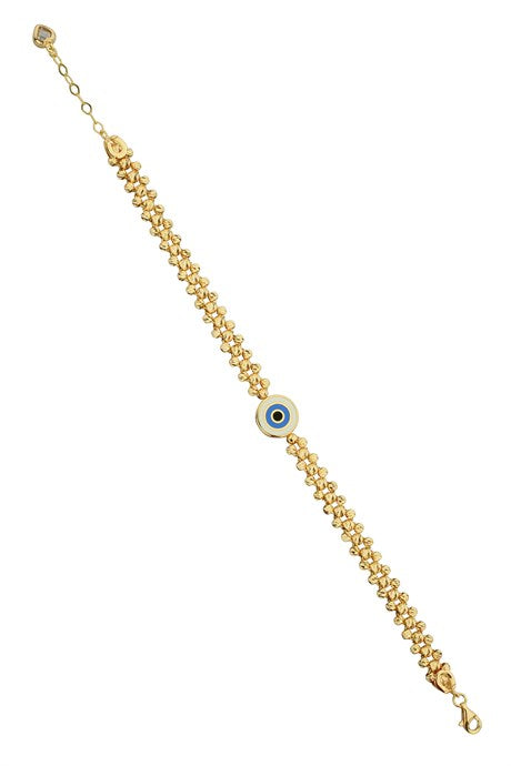 Solid Gold Dorica Beaded Evil Eye Bracelet | 14K (585) | 6.83 gr