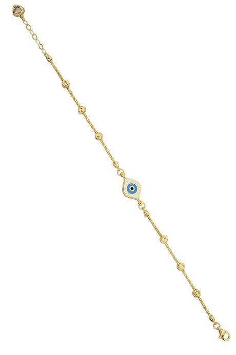 Solid Gold Dorica Beaded Evil Eye Bracelet | 14K (585) | 3.37 gr