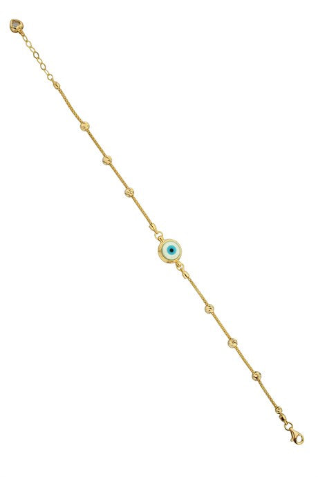 Solid Gold Dorica Beaded Evil Eye Bracelet | 14K (585) | 3.84 gr