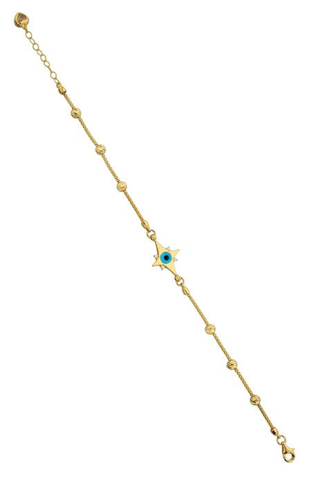 Bracelet mauvais œil perlé Dorica en or massif | 14K (585) | 3,53 grammes