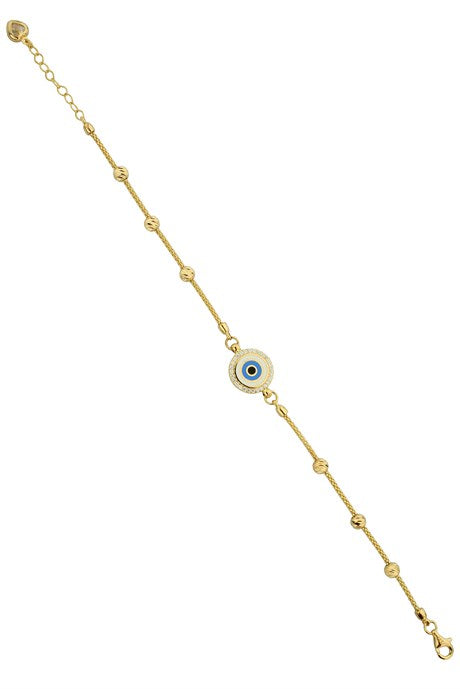 Solid Gold Dorica Beaded Evil Eye Bracelet | 14K (585) | 3.50 gr