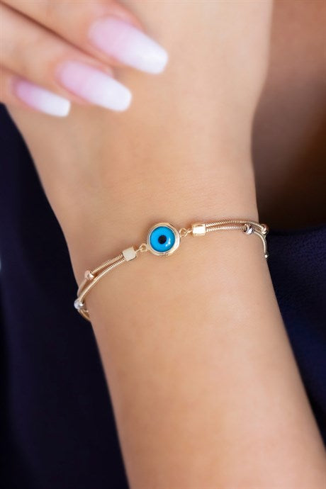 Solid Gold Dorica Beaded Evil Eye Bracelet | 14K (585) | 5.19 gr