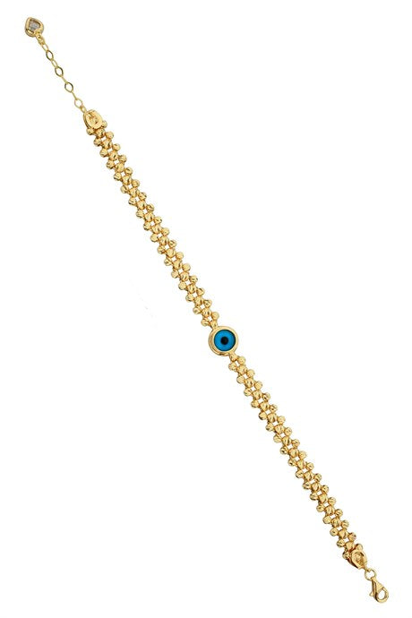 Solid Gold Dorica Beaded Evil Eye Bracelet | 14K (585) | 7.11 gr