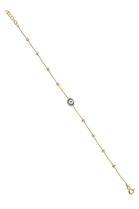 Bracelet mauvais œil perlé Dorica en or massif | 14K (585) | 1,33 g