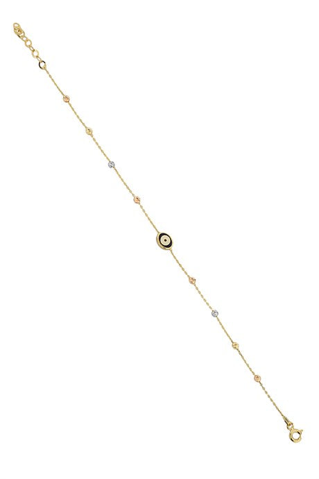 Bracelet mauvais œil perlé Dorica en or massif | 14K (585) | 1,36 g