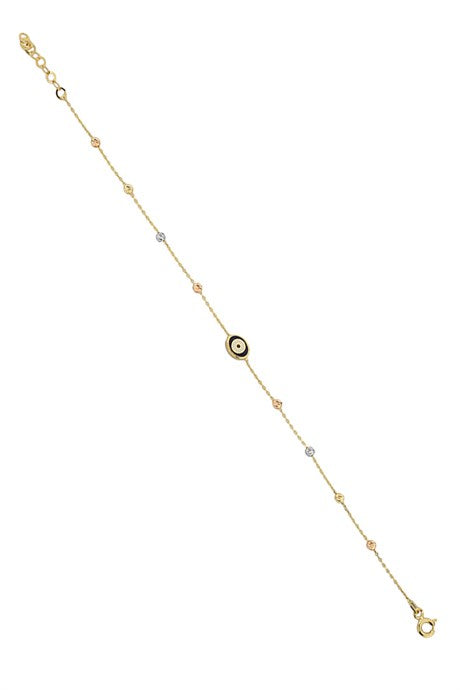 Solid Gold Dorica Beaded Evil Eye Bracelet | 14K (585) | 1.36 gr