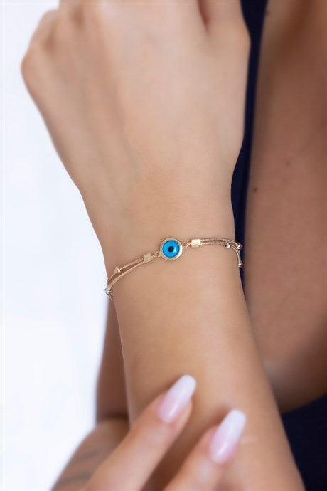 Pulsera de oro macizo con cuentas de mal de ojo Dorica | 14K (585) | 5,19 gramos