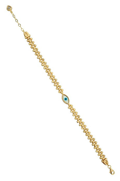 Solid Gold Dorica Beaded Evil Eye Bracelet | 14K (585) | 7.00 gr