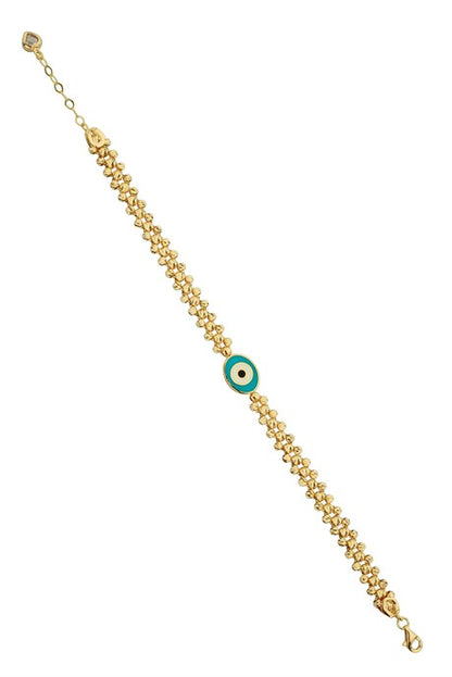 Solid Gold Dorica Beaded Evil Eye Bracelet | 14K (585) | 6.78 gr