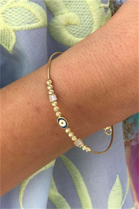 Solid Gold Dorica Beaded Evil Eye Bracelet | 14K (585) | 4.07 gr