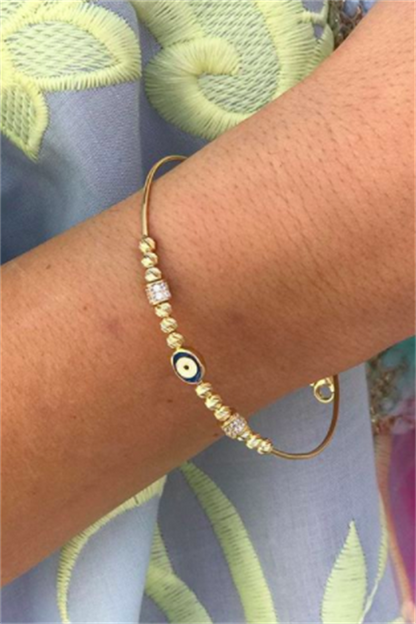 Solid Gold Dorica Beaded Evil Eye Bracelet | 14K (585) | 4.07 gr