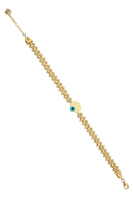 Solid Gold Dorica Beaded Evil Eye Oyster Bracelet | 14K (585) | 6.74 gr