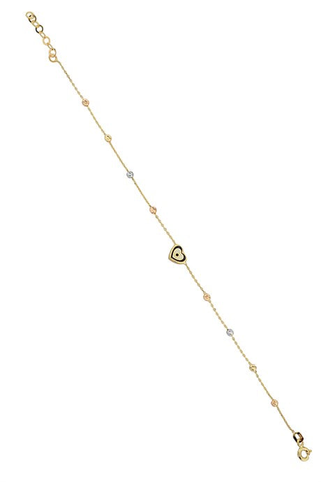 Bracelet coeur mauvais œil perlé Dorica en or massif | 14K (585) | 1,36 g