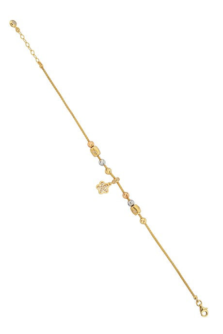Solid Gold Dorica Beaded Wobble Flower Bracelet | 14K (585) | 4.94 gr