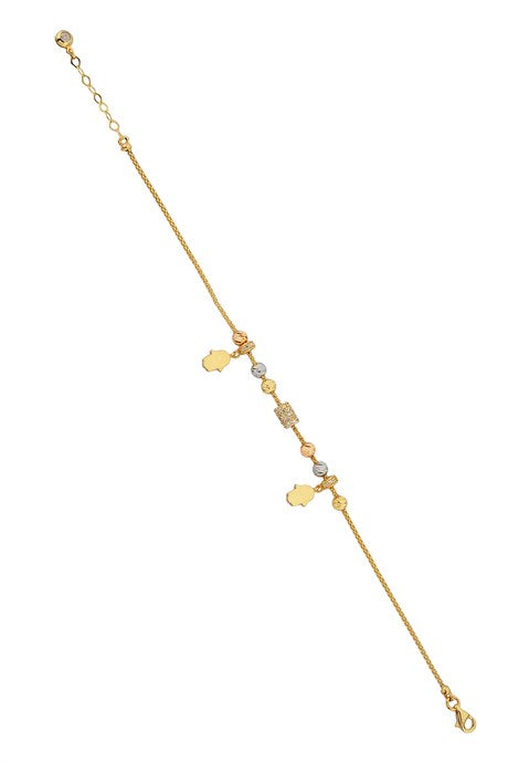 Bracelet main de Fatima (Hamsa) perlé Dorica en or massif | 14K (585) | 4,08 grammes