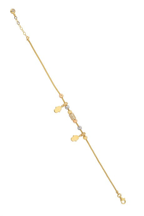 Bracelet main de Fatima (Hamsa) perlé Dorica en or massif | 14K (585) | 4,09 grammes