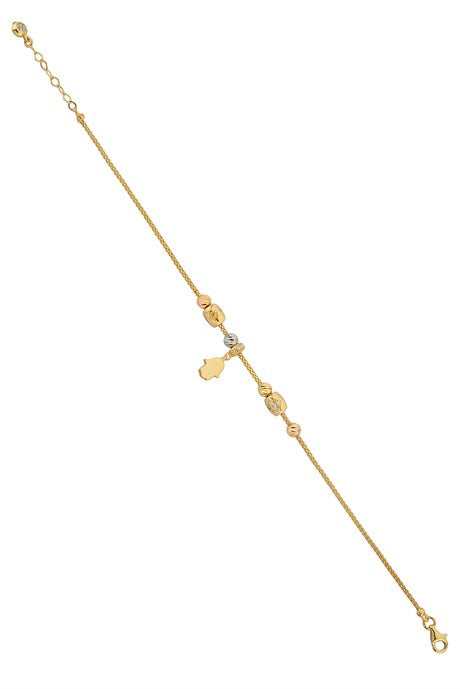 Bracelet main de Fatima (Hamsa) perlé Dorica en or massif | 14K (585) | 4,78 grammes