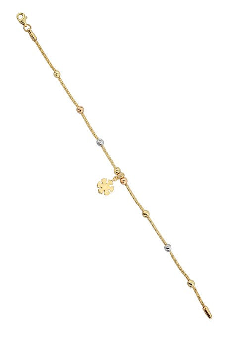 Pulsera de copo de nieve colgante con cuentas Dorica de oro macizo | 14K (585) | 4,03 gramos