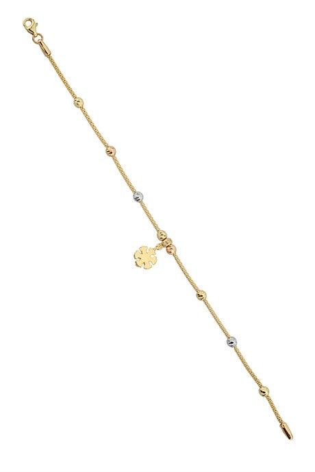Solid Gold Dorica Beaded Dangle Snowflake Bracelet | 14K (585) | 4.03 gr