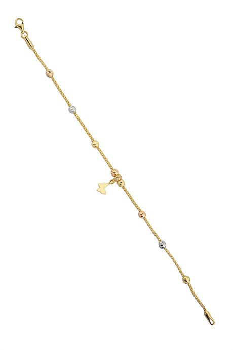 Solid Gold Dorica Beaded Dangle Butterfly Bracelet | 14K (585) | 3.53 gr