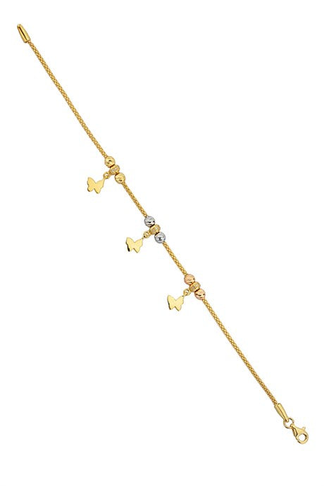 Pulsera colgante de mariposa con cuentas Dorica en oro macizo | 14K (585) | 5,10 gramos