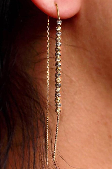 Boucle d'oreille pendante perlée Dorica en or massif | 14K (585) | 2,50 gr