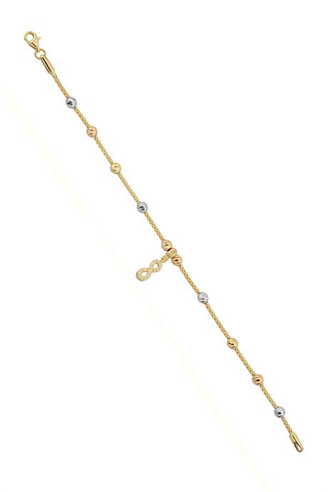Solid Gold Dorica Beaded Dangle Infinity Bracelet | 14K (585) | 3.77 gr