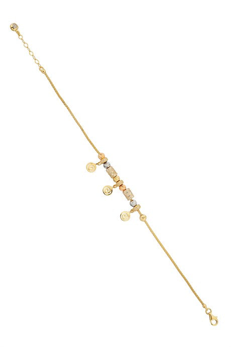Bracelet en spirale avec perles Dorica en or massif | 14K (585) | 4,90 gr