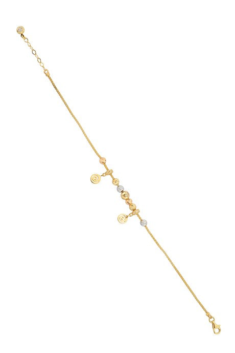 pulsera de oro macizo con cuentas colgantes Dorica en espiral | 14K (585) | 3,99 gramos