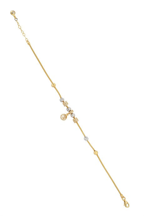 Solid Gold Dorica Beaded Dangle Spiral Bracelet | 14K (585) | 3.48 gr