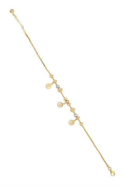 Solid Gold Dorica Beaded Dangle Spiral Bracelet | 14K (585) | 5.07 gr