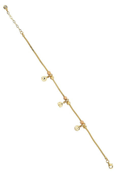 Bracelet en spirale avec perles Dorica en or massif | 14K (585) | 4,23 grammes