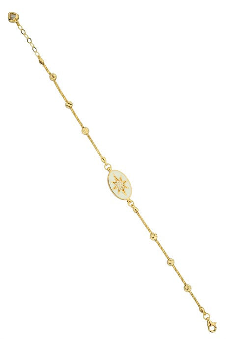 Solid Gold Dorica Beaded North Star Bracelet | 14K (585) | 3.82 gr