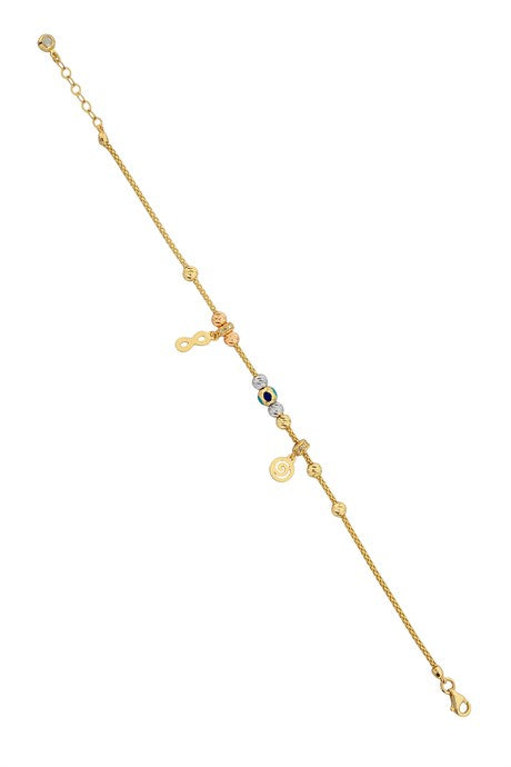Solid Gold Dorica Beaded Infinity And Spiral Bracelet | 14K (585) | 4.38 gr