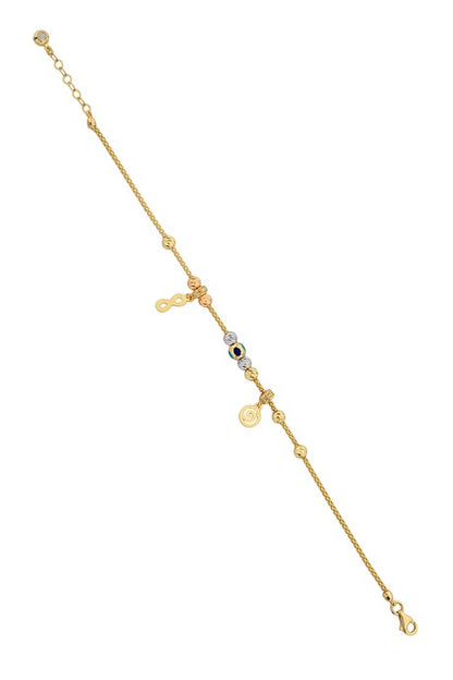 Bracelet infini et spirale en perles Dorica en or massif | 14K (585) | 4,38 grammes