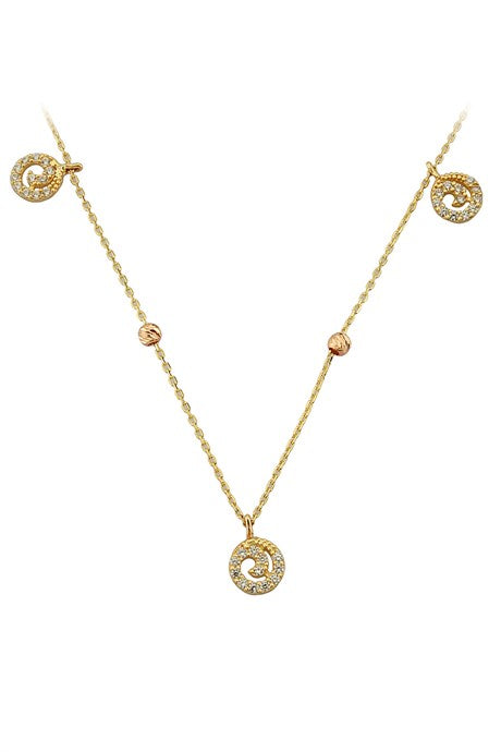 Solid Gold Dorica Beaded Spiral Necklace | 14K (585) | 1.72 gr