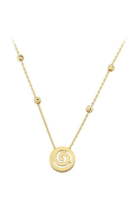 Solid Gold Dorica Beaded Spiral Necklace | 14K (585) | 1.76 gr
