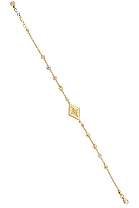 Solid Gold Dorica Beaded North Star Bracelet | 14K (585) | 4.03 gr